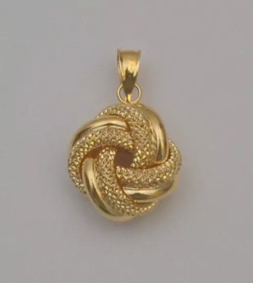 18k yellow gold 3d pendant love knot charm