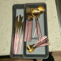 Pink Kitchen Silverware 32 Pieces 