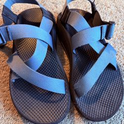 Chaco Sandals Bluish Gray Straps and Black Soles - Size 7