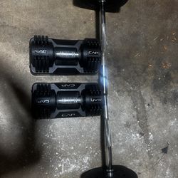 CAP Barbell 25 lb Adjustable Dumbbell Set, Quick Select Adjustability from 5-25 lb, Pair, Black