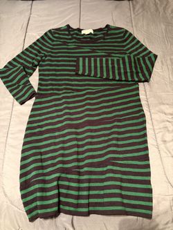 Michael Kors Green & Black Striped Sweater Dress - Size L