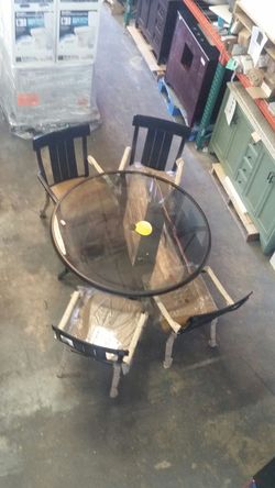 Patio outdoor 5pc dining set 4 tables with cushion and glass table