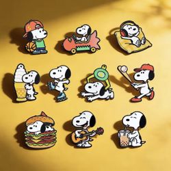 10pcs Snoopy Enamel Brooches Pin Set