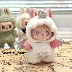 Handmade White Angel Outfit for The Monsters Labubu Small Plush Doll