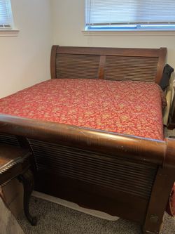 Wood Sleigh King Size Bed