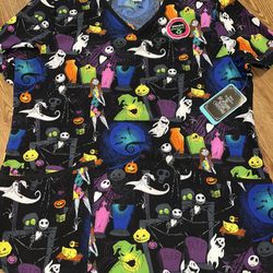Nightmare Before Christmas Scrub Top. Size M. 