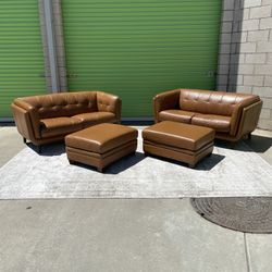 *Free Delivery* Leather Couch Sofa Loveseat Ottoman Set