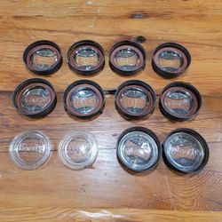 Set Of 12 Presto Antique Embossed Glass Canning Jar Lid Inserts With 10 Lids