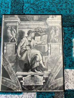 VTG Print reproduction of Michelangelo's "Erythraean Sibyl," framed in Italy 8x10”