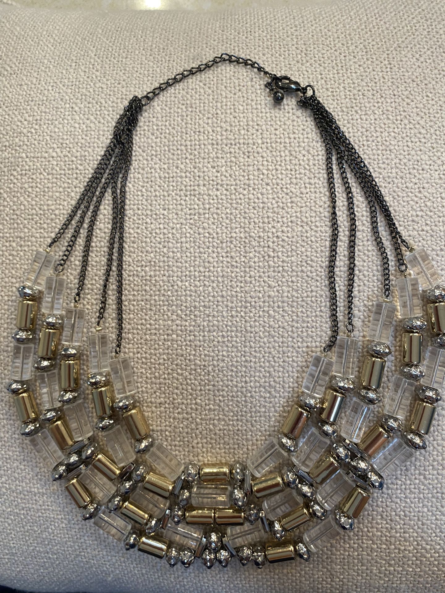 Chunky Clear And Gold Necklace