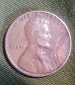 1951d Lincoln Memorial penny