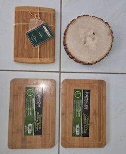 Bamboo Cutting Boards and Wood Slice Set