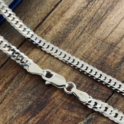 8" Real Solid 925 Sterling Silver Double Cuban Mens Boys Chain Bracelet  4mm