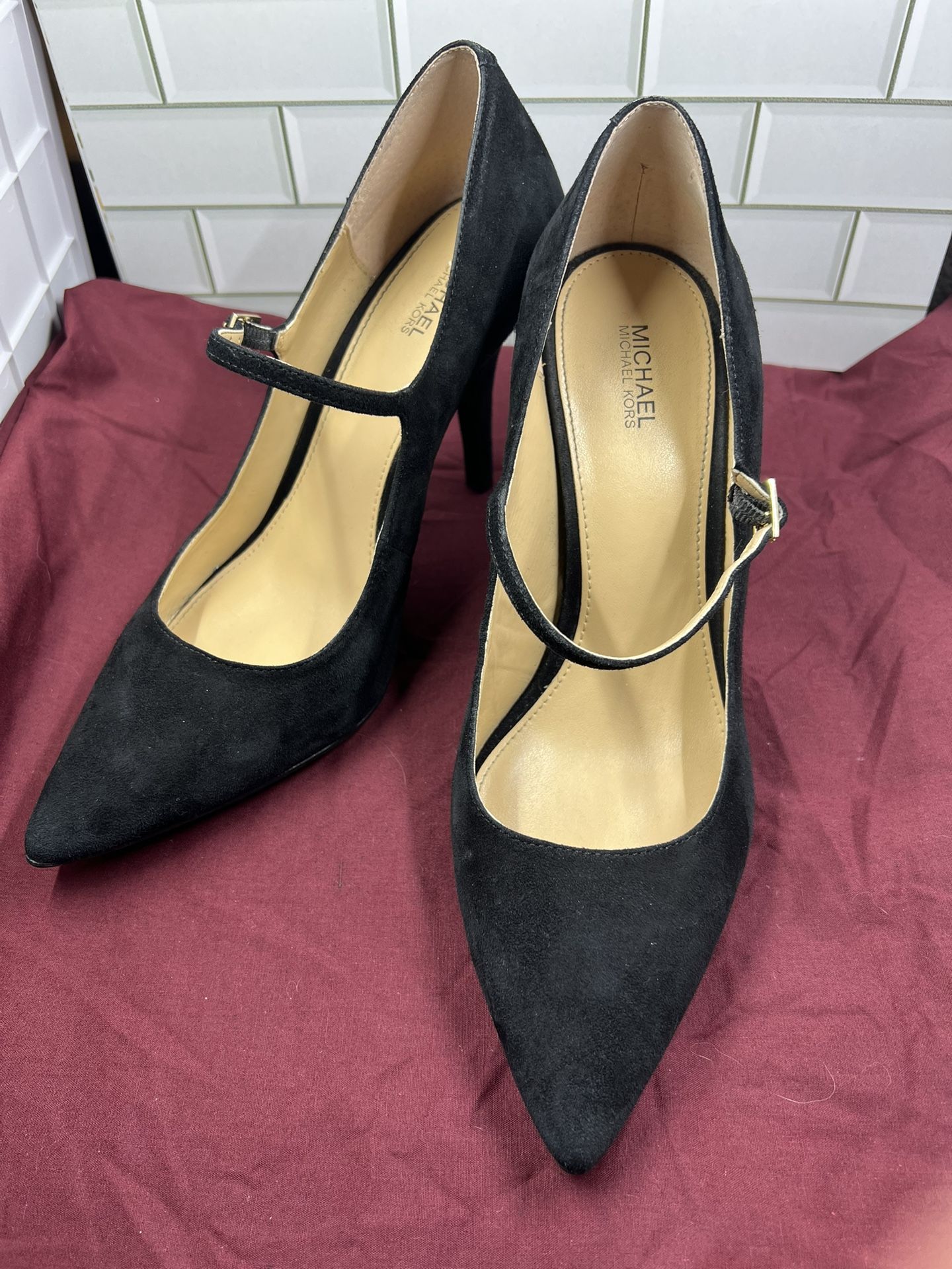 MK Black Suede Heels