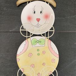 Hanging Easter Bunny Double Plate Metal Holder UNIQUE