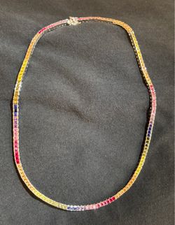 Rainbow CZ tennis necklace