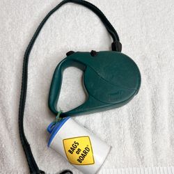 Green 16’ Retractable Pet Leash With Poop Bag Dispenser 