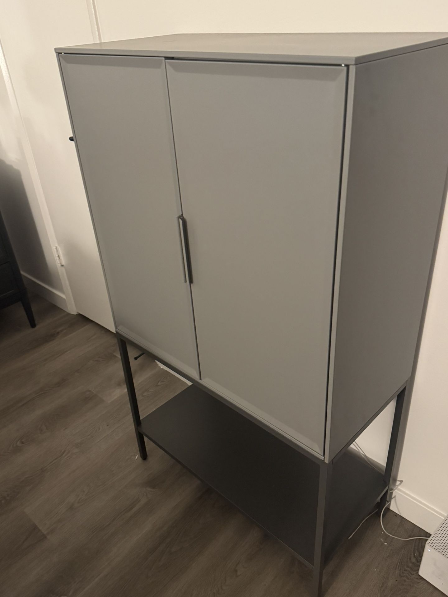 Grey Metal Storage Cabinet With Shelves