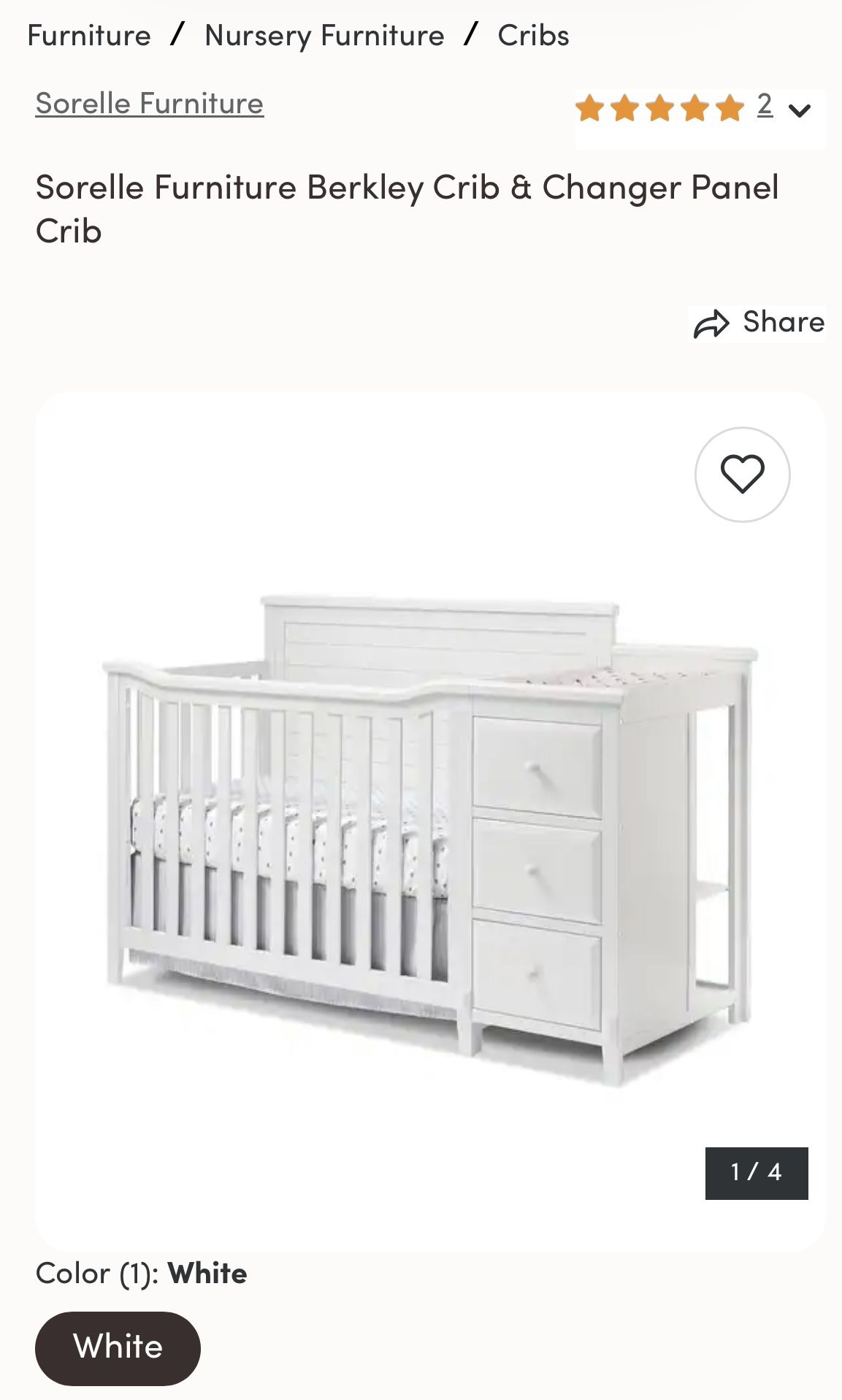 Sorelle Berkeley Crib And Changing Tbl