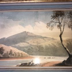 18th Century Original Water Color Painting Plaza Art Galleries Italy