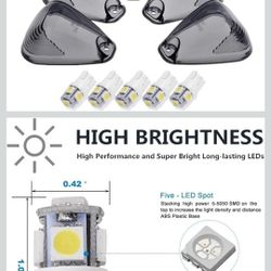 5 X Cab Roof Marker Lights Smoke Cover White LED Compatible with 1 Ford F150 F250 F350 F450 F550 F650 E150 E250 E350 Super Duty Pickup Truck, 