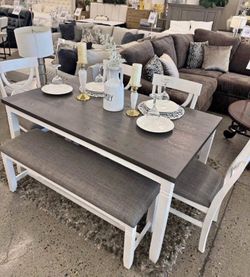 6-pc dining table set with bench