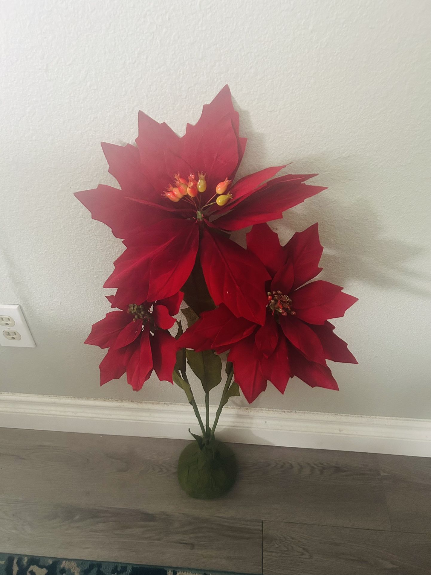 Red Poinsettia Christmas Decor