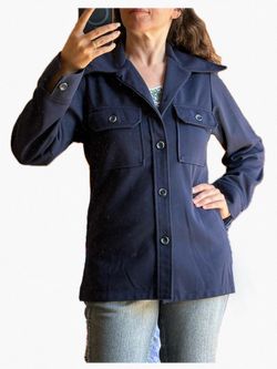 Vintage 70s Levis Panatela Jacket Mens S Navy Blue Knit Shacket Retro Mod Shirt