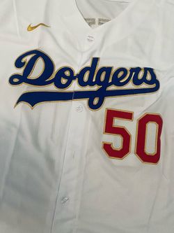 White gold blue mookie Betts championships jersey
