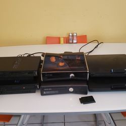 6 Game Consoles Ps2, Ps3, Xbox Untested 