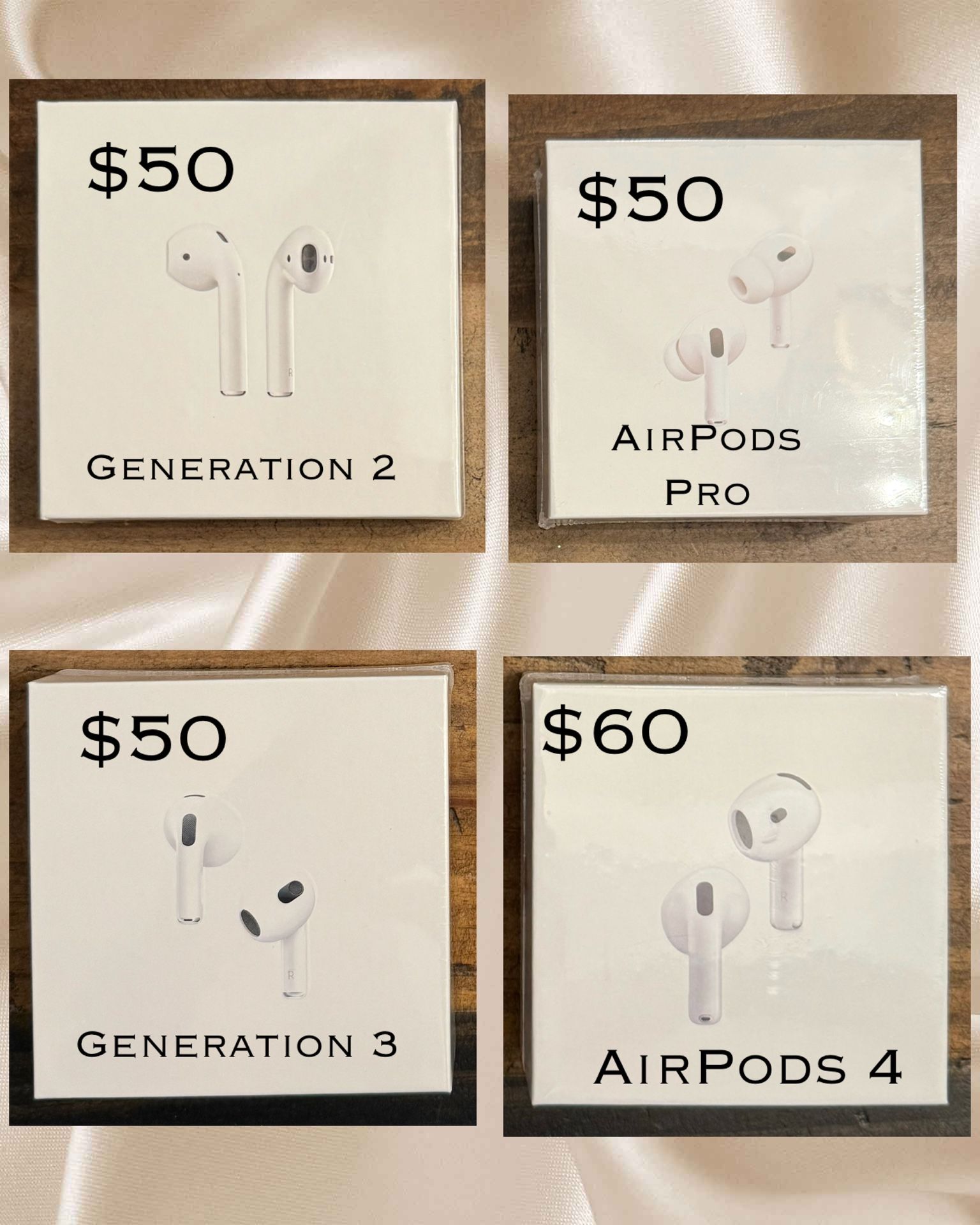 AirPods Pros, Generation 2 & 3, AirPods 4
