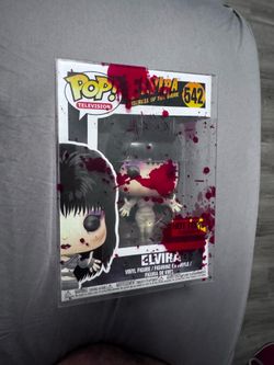Elvira Funko Pop with Blood splatter protective case