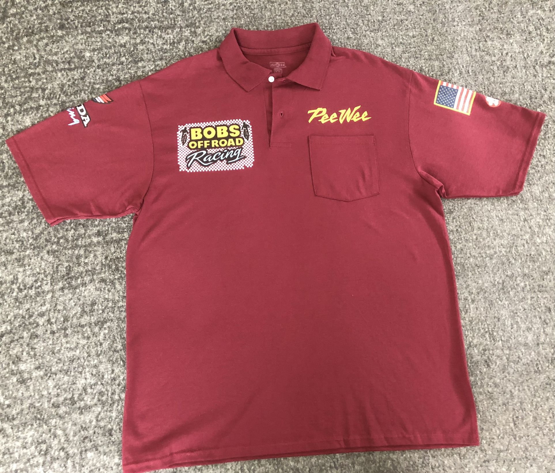 Vintage Bob’s Off Road Racing Pee Wee  Honda Racing Logo Polo Shirt Large.