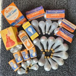 VINTAGE Incandescent LIGHT BULBS SILVERED BOWL TOP AND OTHERS 