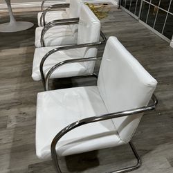 Italian White Leather Dinning Chairs