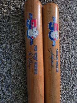 Texas Rangers 50th Anniversary Ivan “Pudge” Rodriguez Bat Stadium Giveaway  and Adrian Beltre bat