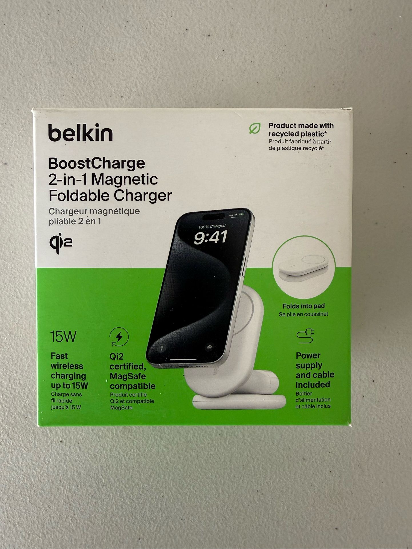 Belkin Qi2 2-in-1 Stand - White