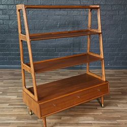 Mid-Century Modern 4-Tier Sculpted Walnut Bookshelf, c.1960’s - Delivery Available 