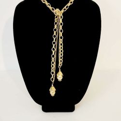 Vintage Gold Toggle Tassel Necklace 