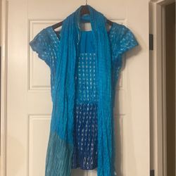 Goregous Indian Outfit - Aqua Color Pants Top And Shawl 