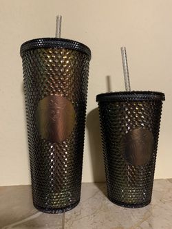 Starbucks, dark bling, studded tumbler