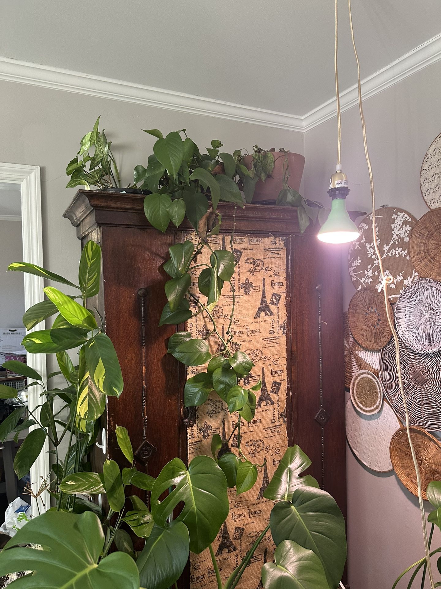 Antique Airmore, Clothes Rod Inside And Lots Of Storage! Large Drawer At The Bottom. Tall, Real Wood, Made In 1950