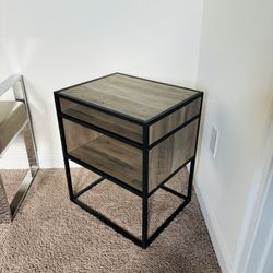 Nightstand Accent Side Table Wood and Metal  