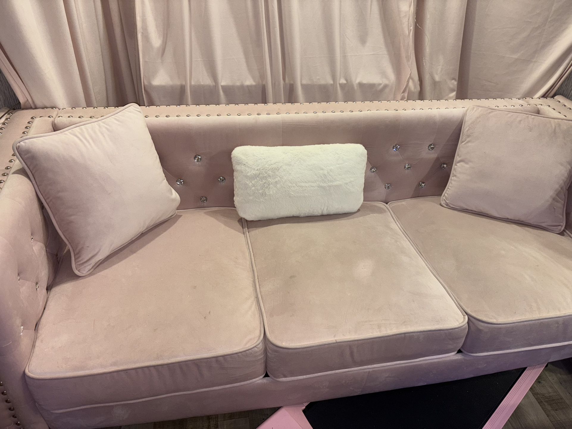 Pink Sofa Velvet Couch 