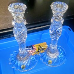 Waterford Crystal Candlestick Holder Set..Sea Jewel Candlestick S/2. Original Boxes