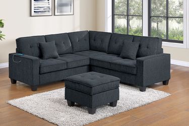 4pcs Sectional Sofa w/ottoman & USB connection