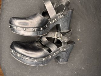 Korks "Abloom" Black Platform Slingback Mary Jane Clogs