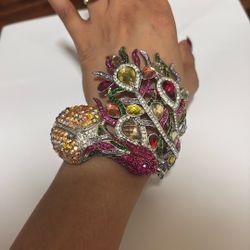 Natasha Bird of Paradise Crystal Cuff Hinged