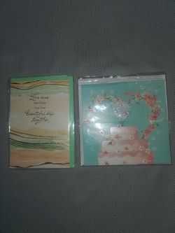 2 BRAND NEW WEDDING CONGRATS CARD, ONE IS HALLMARK. 1 HAS A BEAUTIFUL POP OUT WEDDING CAKE DESIGN.