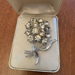 Vintage Floral Silver Tone Flower Bouquet Jewelry